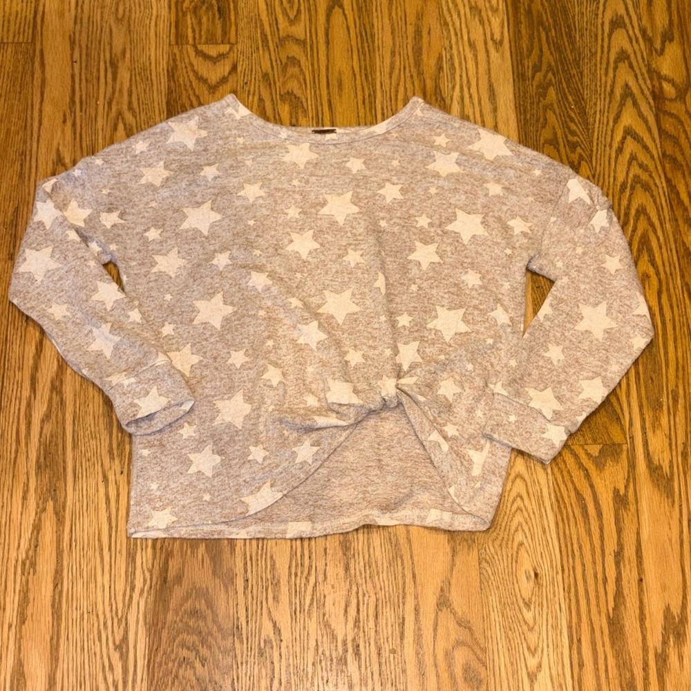 Poof Girl Star Print Knot-Front Hacci Knit Top - XL